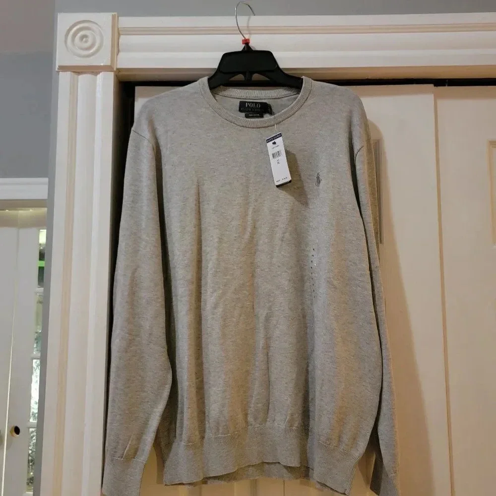 Polo Ralph Lauren Men's Gray Long Sleeve Crew Neck Pima Cotton Sweater Size XL